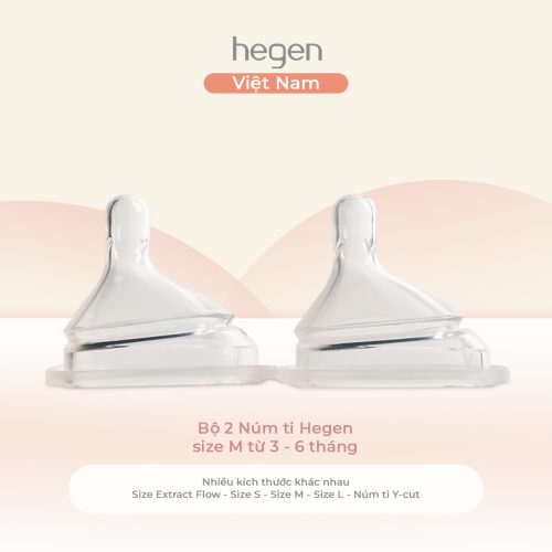Bộ 2 Núm ti Hegen size M từ 3 - 6 tháng