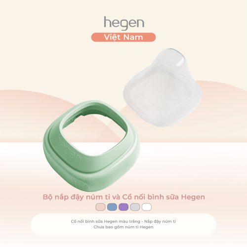 Bộ nắp đậy núm ti và Cổ nối bình sữa Hegen, Green