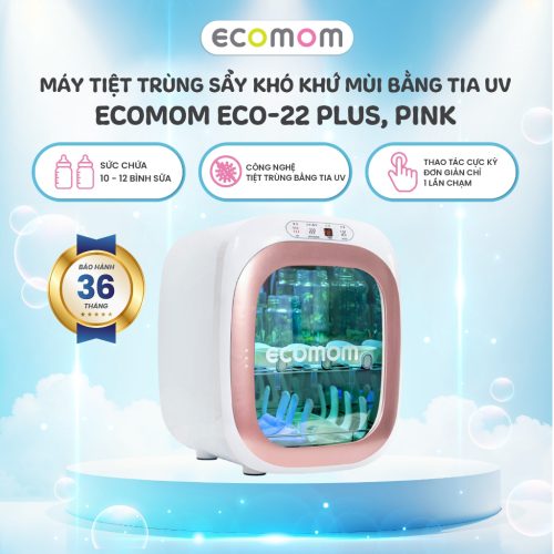 Máy tiệt trùng sấy khô khử mùi bằng tia UV Ecomom ECO-22 Plus, Pink