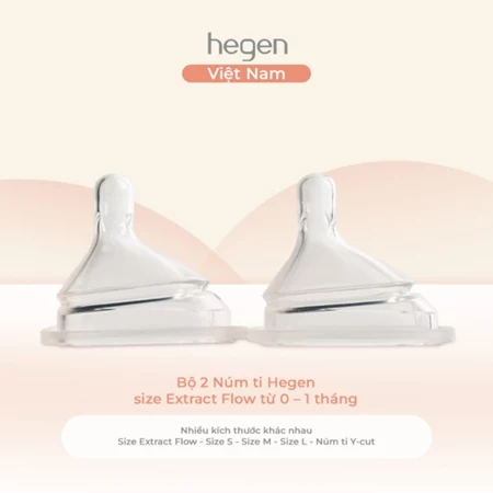 Bộ 2 Núm ti Hegen size Extract Flow từ 0 - 1 tháng