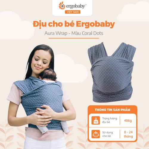 Địu cho bé Ergobaby Aura Wrap, Coral Dots