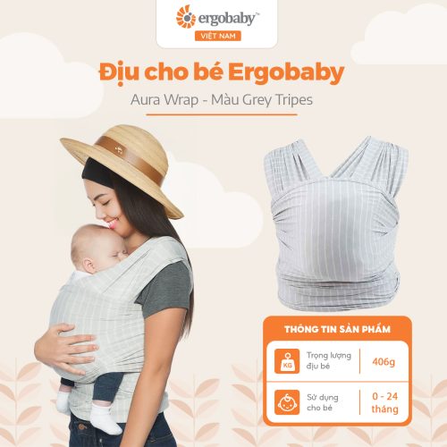 Địu cho bé Ergobaby Aura Wrap, Grey Tripes
