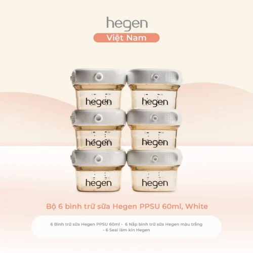 Bộ 6 bình trữ sữa Hegen PPSU 60ml, White