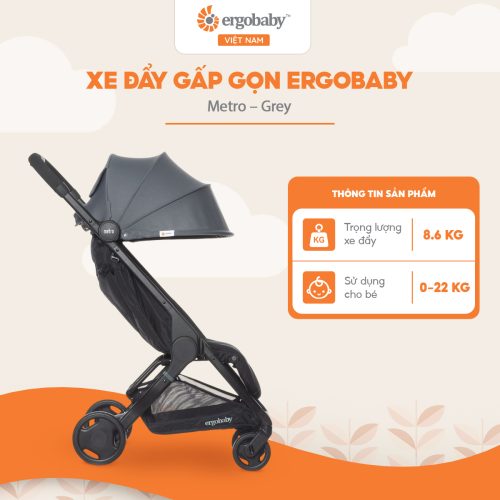 Xe đẩy gấp gọn cho bé Ergobaby Metro, Gray