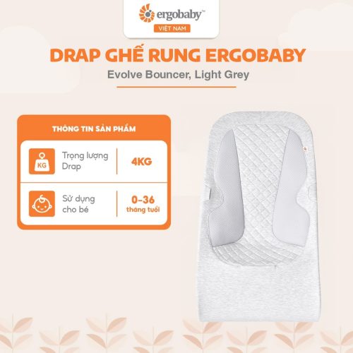 Drap ghế rung Ergobaby Evolve Bouncer, Light Grey