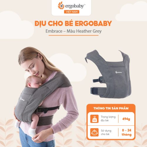 Địu sơ sinh Ergobaby Embrace, Heather Grey