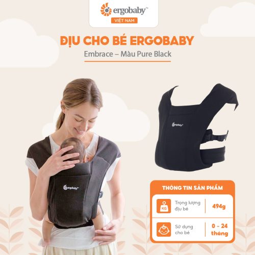 Địu sơ sinh Ergobaby Embrace, Pure Black