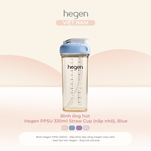 Bình ống hút Hegen PPSU 330ml Straw Cup (nắp nhỏ), Blue