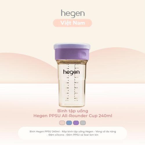 Bình tập uống Hegen PPSU All-Rounder Cup 240ml, Purple