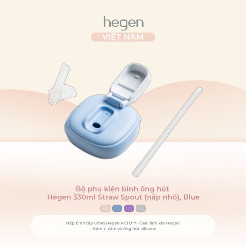 Bộ phụ kiện bình ống hút Hegen 330ml Straw Spout (nắp nhỏ), Blue