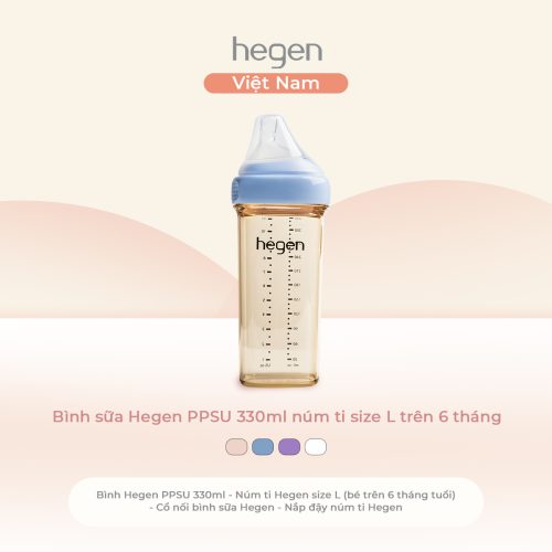 Bình sữa Hegen PPSU 330ml núm ti size L trên 6 tháng, Blue