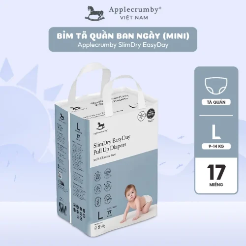 Bỉm tã quần ngày Applecrumby Slimdry Easyday Mini Pull Ups size L - 17 miếng (9 - 14kg)