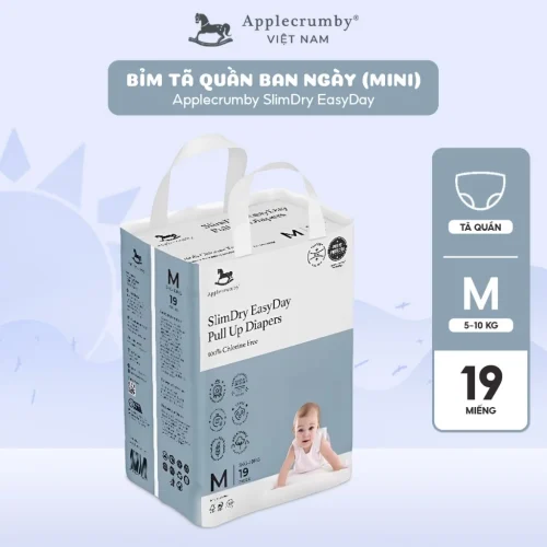 Bỉm tã quần ngày Applecrumby Slimdry Easyday Mini Pull Ups size M - 19 miếng (5 - 10kg)
