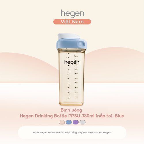 Bình uống Hegen Drinking Bottle PPSU 330ml (nắp to), Blue