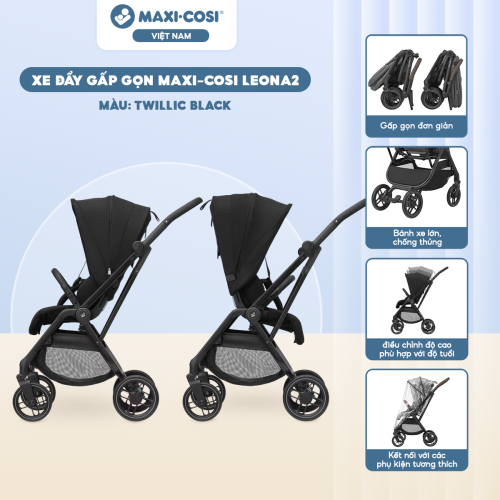 Xe đẩy gấp gọn Maxi-Cosi Leona2, Twillic Black