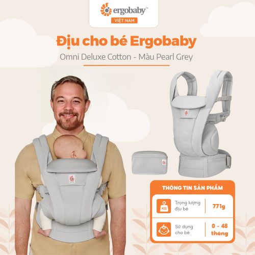 Địu cho bé Ergobaby Omni Deluxe Cotton, Pearl Grey