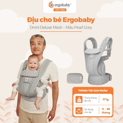 Địu cho bé Ergobaby Omni Deluxe Mesh, Pearl Grey