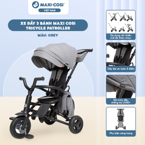 Xe đẩy 3 bánh Maxi Cosi Tricycle Patroller (1 - 6 tuổi), Grey
