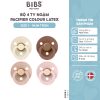 Bộ 4 ty ngậm núm tròn cao su BIBS Colour Latex Size 1 (từ 0-6 tháng), Ivory/Blush/Woodchuck/Blossom.