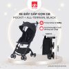 Xe đẩy gấp gọn GB Pockit + All-Terrain, Black, Dây đai đen sọc trắng