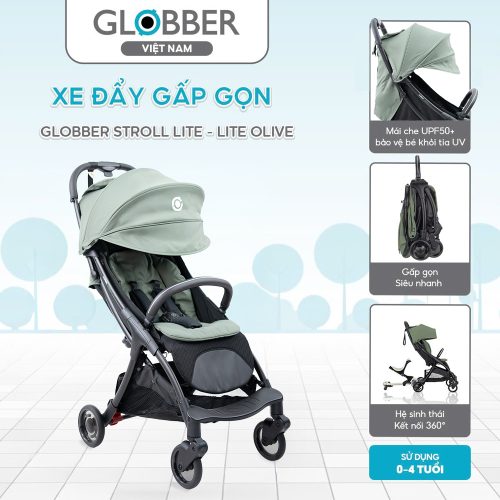 Xe đẩy gấp gọn Globber Stroll Lite, Lite Olive