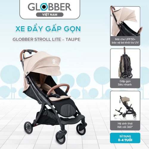 Xe đẩy gấp gọn Globber Stroll Lite, Taupe