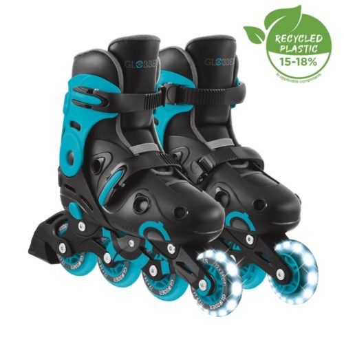 Giày patin trẻ em Globber Inline Skates Front Light Up Wheel Size M/L 34-37, Black - Aqua