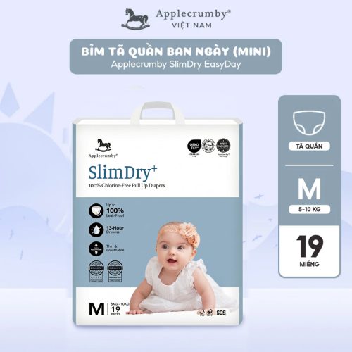 Bỉm tã quần ngày Applecrumby Slimdry Easyday Mini Pull Ups size M - 19 miếng (5 - 10kg)