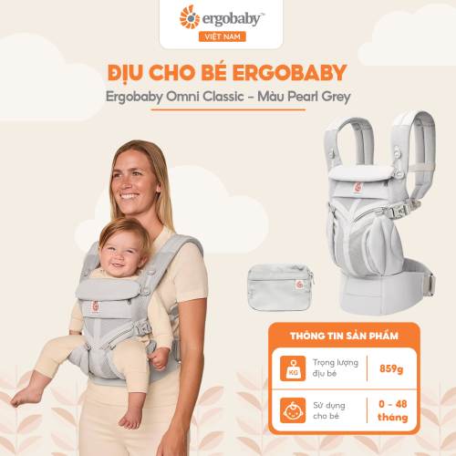 Địu cho bé Ergobaby Omni Classic Mesh, Pearl Grey