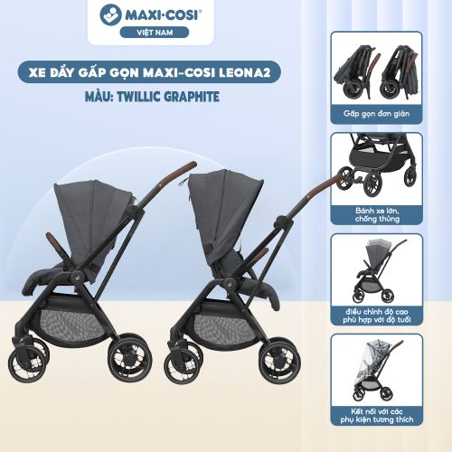 Xe đẩy gấp gọn Maxi-Cosi Leona2, Twillic Graphite